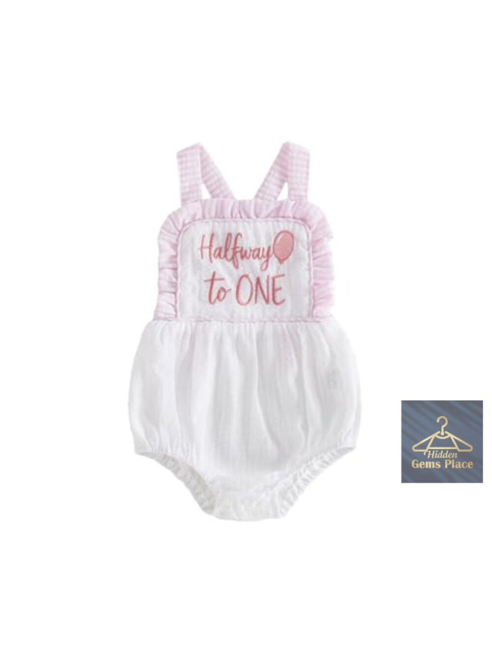 Half Birthday Romper Baby Boy Girl Halfway to One Balloon Embroidery Sleeveless